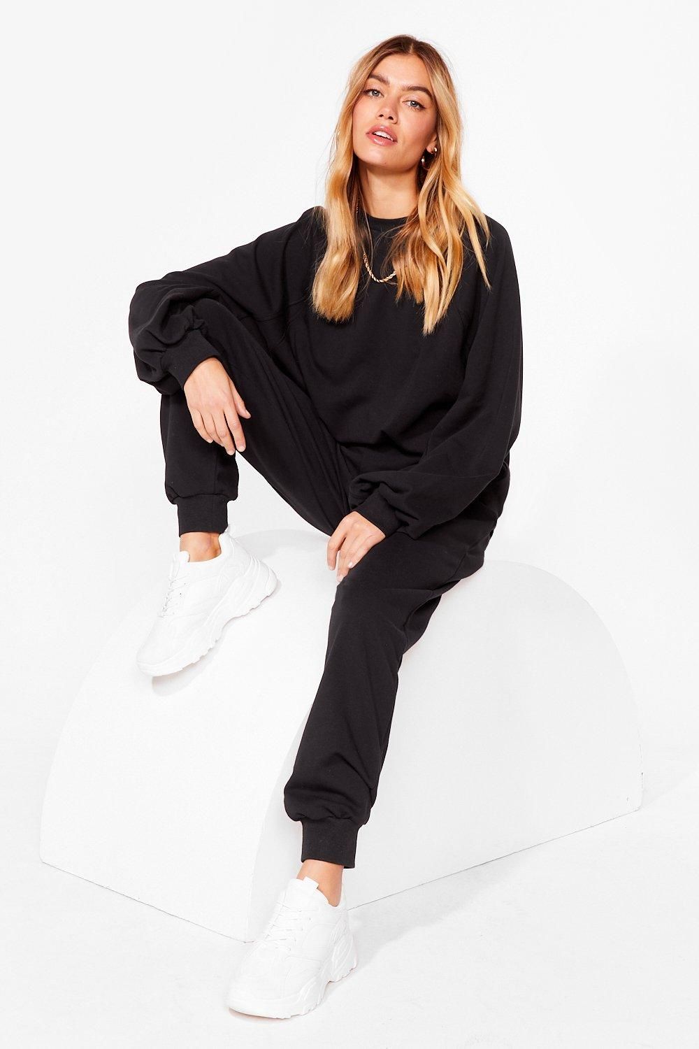 Womens Just Chill Out Sweatshirt and Joggers Lounge Set - Black | NastyGal (US & CA)