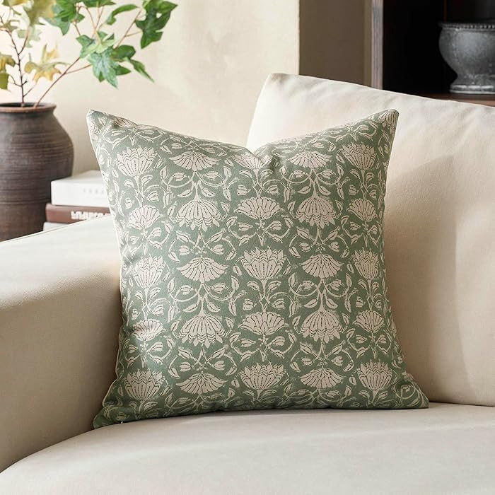 DOMVITUS Floral Pillow Covers 24x24 Decorative Throw Pillow Covers Floral Block Print Farmhouse V... | Amazon (US)