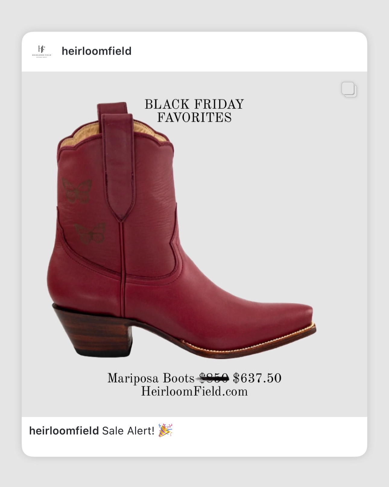 🎁 The Perfect Gift for Her 🎁

Give her something timeless this season—luxury handcrafted cowgirl boots she’ll treasure forever. Stylish, unique, and made with care, these boots are the ultimate way to show you care.

Save and shop these gorgeous Heirloom Field boots before they’re gone! ✨

LTKCyberWeek / Thanksgiving Outfit / Europe / Christmas / Holiday Outfits / Gift Guide for Her / Western Boots / Cowboy Boots / Wedding Shoes / Church Outfit / Luxury Gifts

#LTKHoliday #LTKGiftGuide #LTKCyberWeek