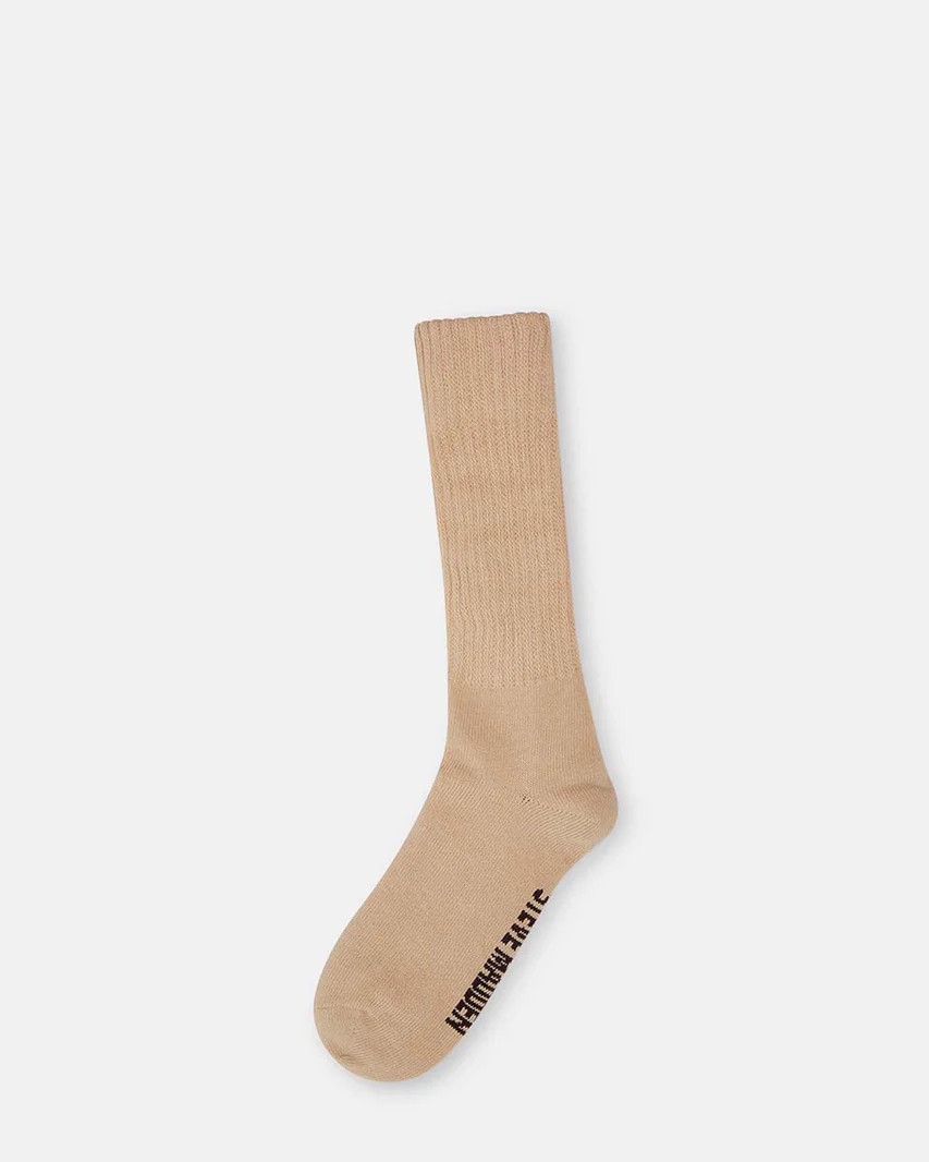 SLOUCHY RIBBED CREW SINGLE TAN Socks | Women's Socks | Steve Madden (US)