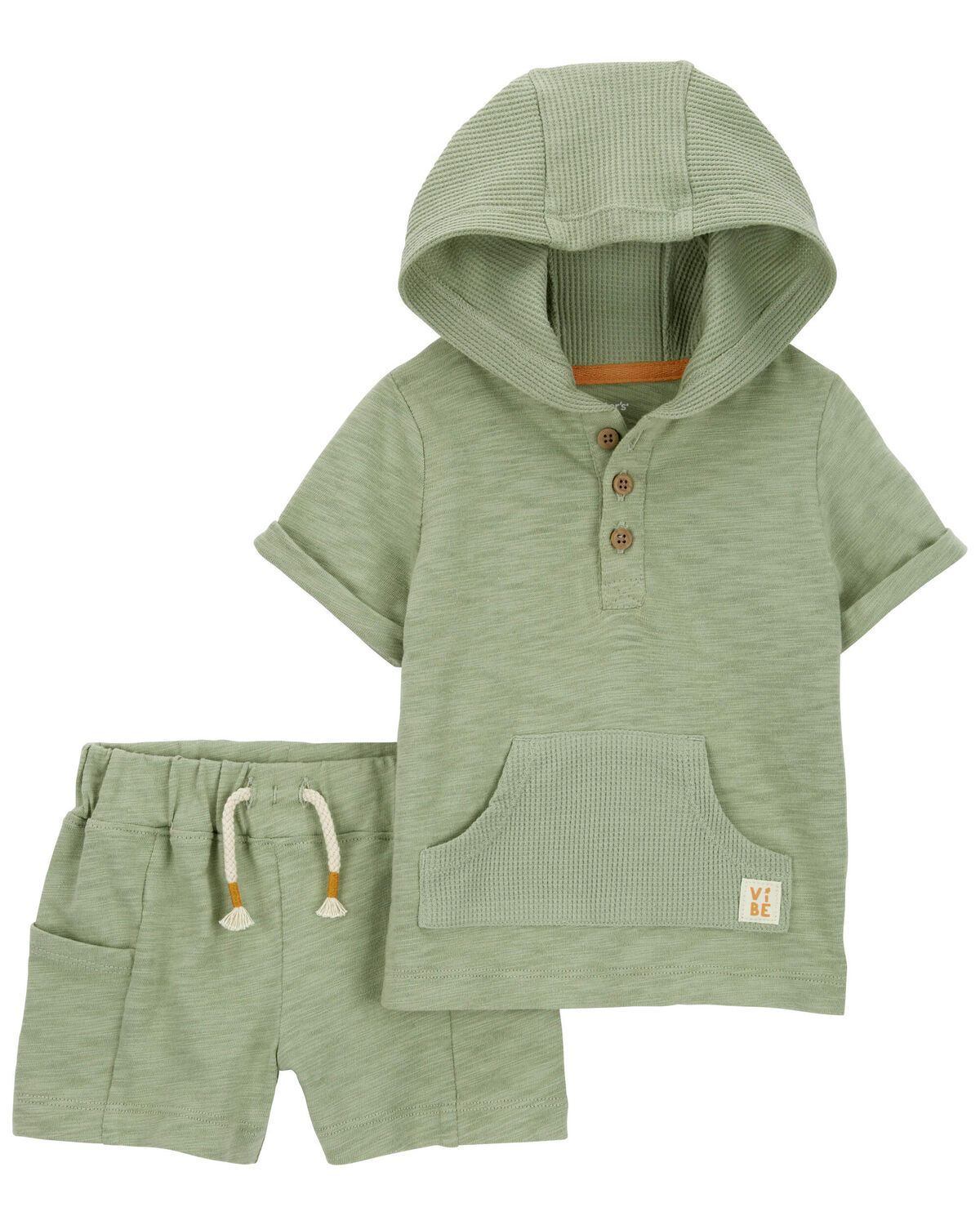 Green Baby 2-Piece Slub Jersey Hooded Tee & Short Set | carters.com | Carter's