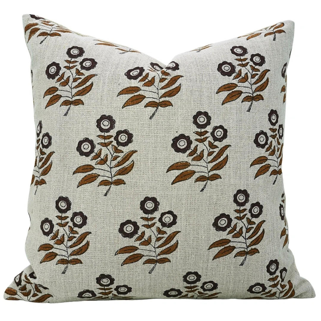 Fabdivine Block Print Lumbar Pillow Cover, Spring Summer, home decor (Neha, Brown) 12"x20" | Wayf... | Wayfair North America