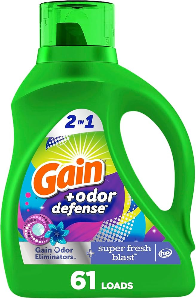 Gain + Odor Defense Liquid Laundry Detergent, Super Fresh Blast Scent, 107 Loads, HE Compatible | Amazon (US)