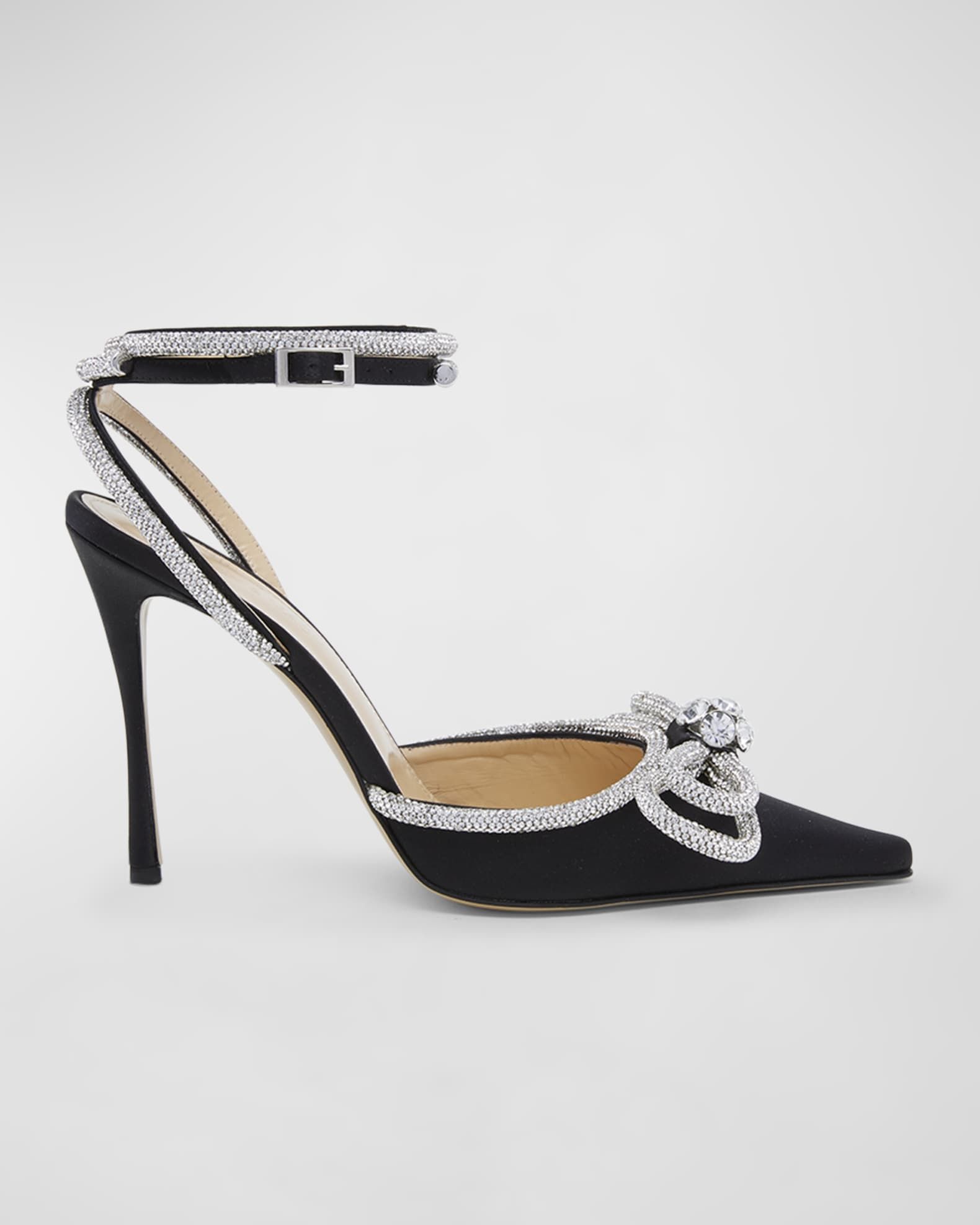 Strass Bow Double Ankle-Strap Pumps | Neiman Marcus