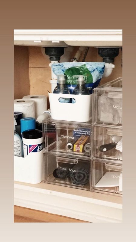 Under the kitchen sink organization. Stackable drawers
Label
Home organization 

#LTKhome #LTKVideo #LTKfindsunder50