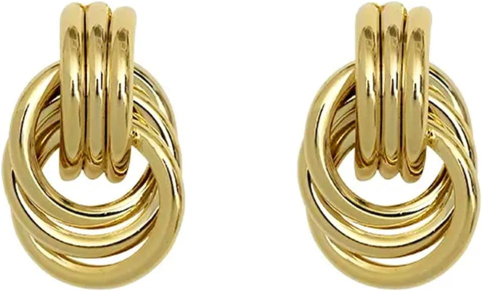 Vintage Doorknocker Gold Drop Stud Earrings for Women, Statement Geometric Link Hoops Knot Earrin... | Amazon (US)