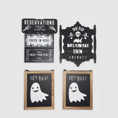 6ct Halloween Wood Signs Black/White - Bullseye's Playground™ | Target