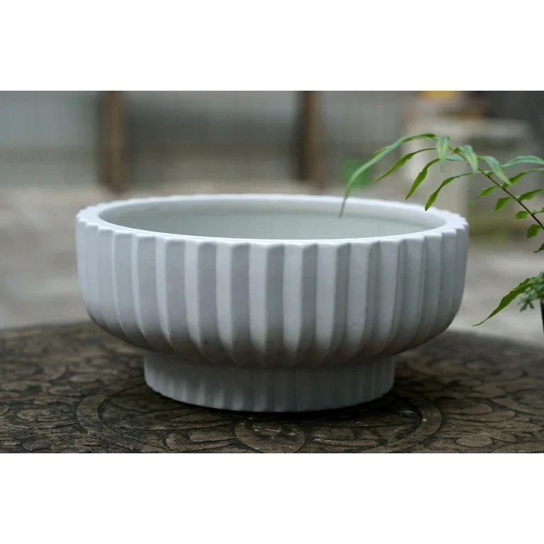 Better Homes & Gardens Pottery 12" Fischer Round Ceramic Planter, White - Walmart.com | Walmart (US)