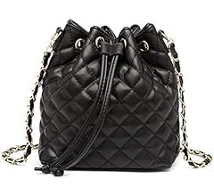 MCK Quilted Bucket Crossbody Bag and Purse for Women Drawstring Soft Vegan Leather Shoulder Bags ... | Amazon (US)