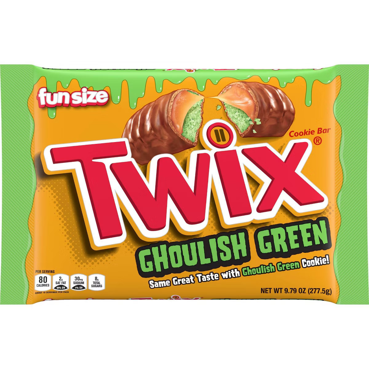 Twix Halloween Ghoulish Green Caramel Cookie Chocolate Bars Fun Size - 9.79oz | Target