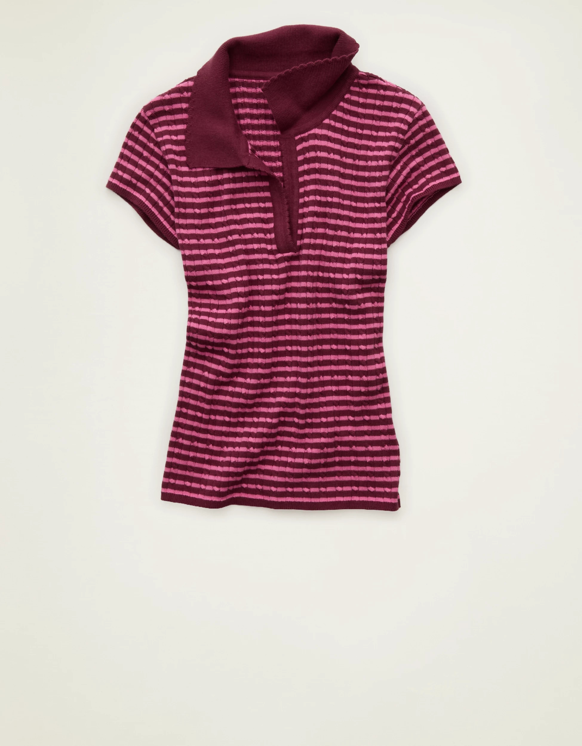 AE V-Neck Cable Knit Sweater Polo | American Eagle Outfitters (US & CA)