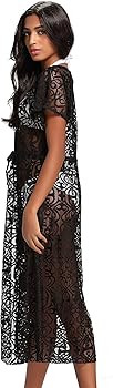 Summer Womens Beach Wear Cover up Swimwear Bikini Lace Floral Long Maxi Beach Dress | Amazon (US)