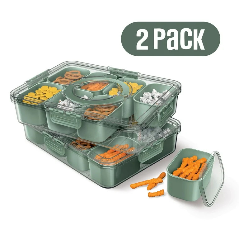Cook With Color 2-Pack 8-Compartment Snackle Box, Charcuterie and Snack Container, Divided Servin... | Walmart (US)