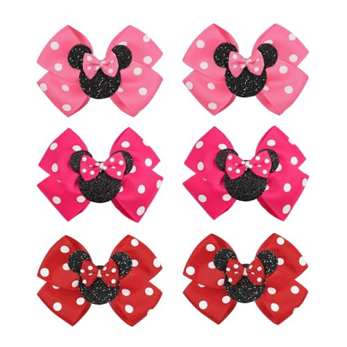 Ayesha Mouse Ears Hair Clips, 3 Inch Grosgrain Ribbon Mouse Bow Hair Clips for Girls, Hair Accessories for Baby Girls, Toddler Kids, Costume Birthday Party | Amazon (US)