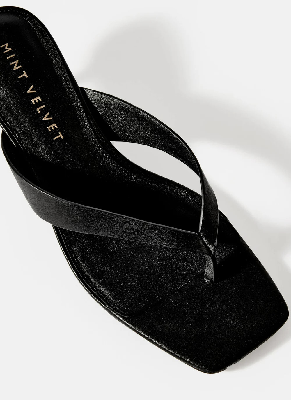 Betty Black Leather Flip Flop Heels | Mint Velvet