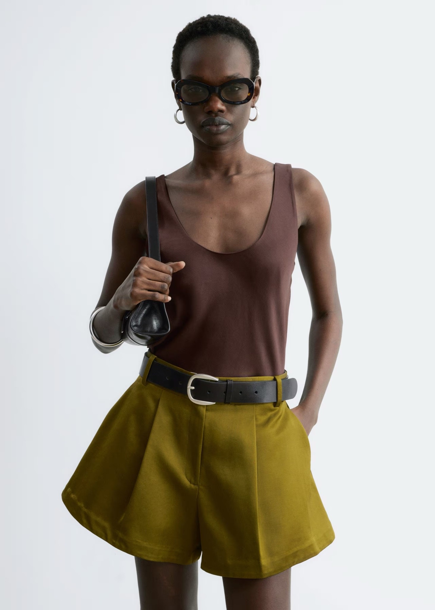 Green satin & other stories shorts
I’m planning to wear with a crisp white shirt or cream satin top