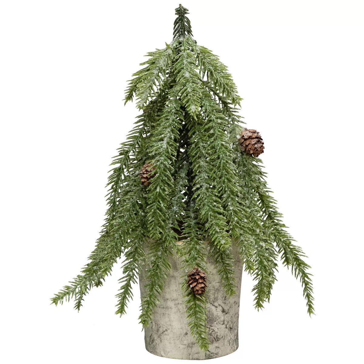 Northlight Icy Pine Mini Christmas Tree with Pine Cones in Faux Birch Wood Pot - 12" - Unlit | Target