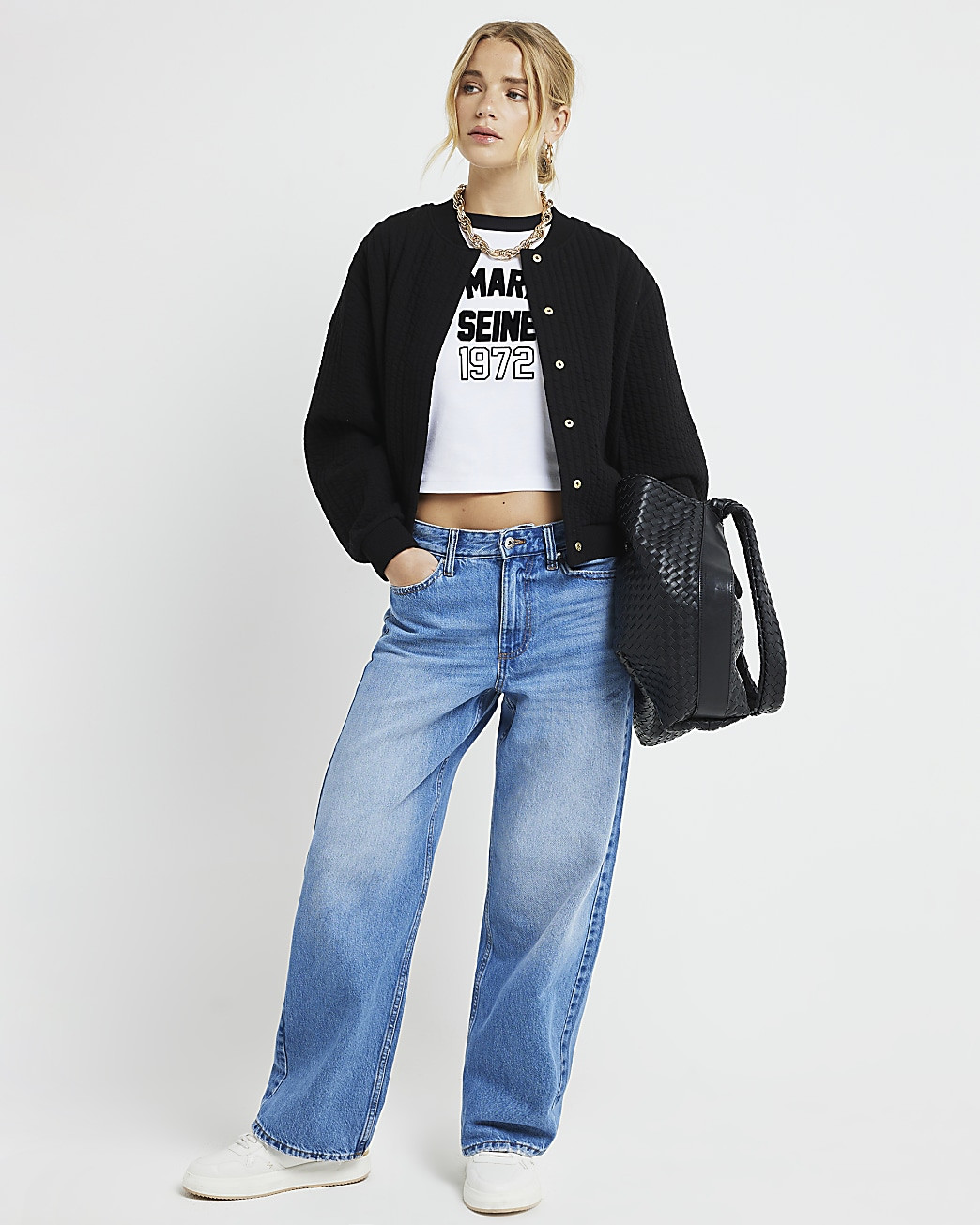 Black quilted bomber jacket | River Island (UK & IE)