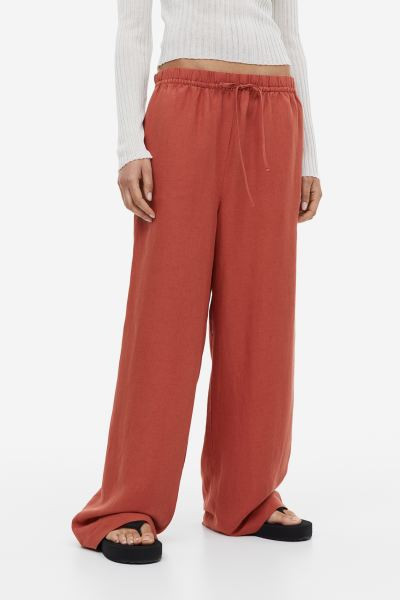 Linen-blend pull-on trousers | H&M (UK, MY, IN, SG, PH, TW, HK)