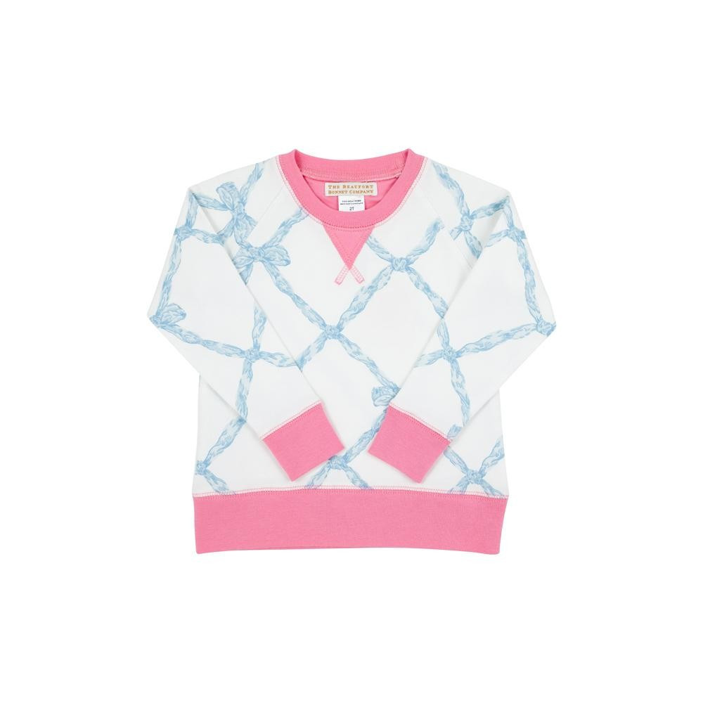 Cassidy Comfy Crewneck - Buckhead Blue Belle Meade Bow with Hamptons Hot Pink | The Beaufort Bonnet Company