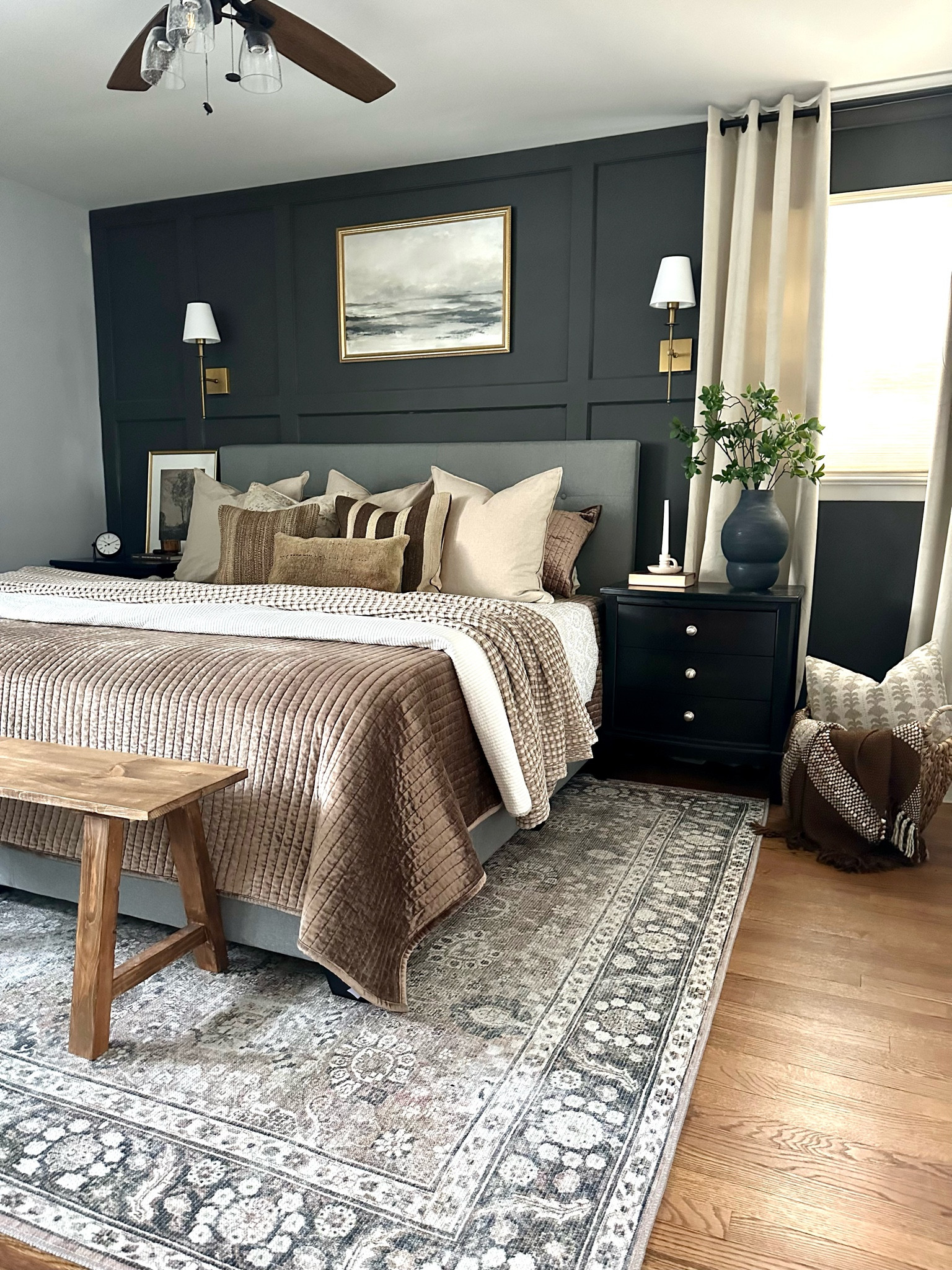 Bedding, bedroom ideas, master bedroom, guest bedroom, velvet quilt, quilt washable rug, wall art, wall sconce 

#LTKsalealert #LTKFind #LTKhome