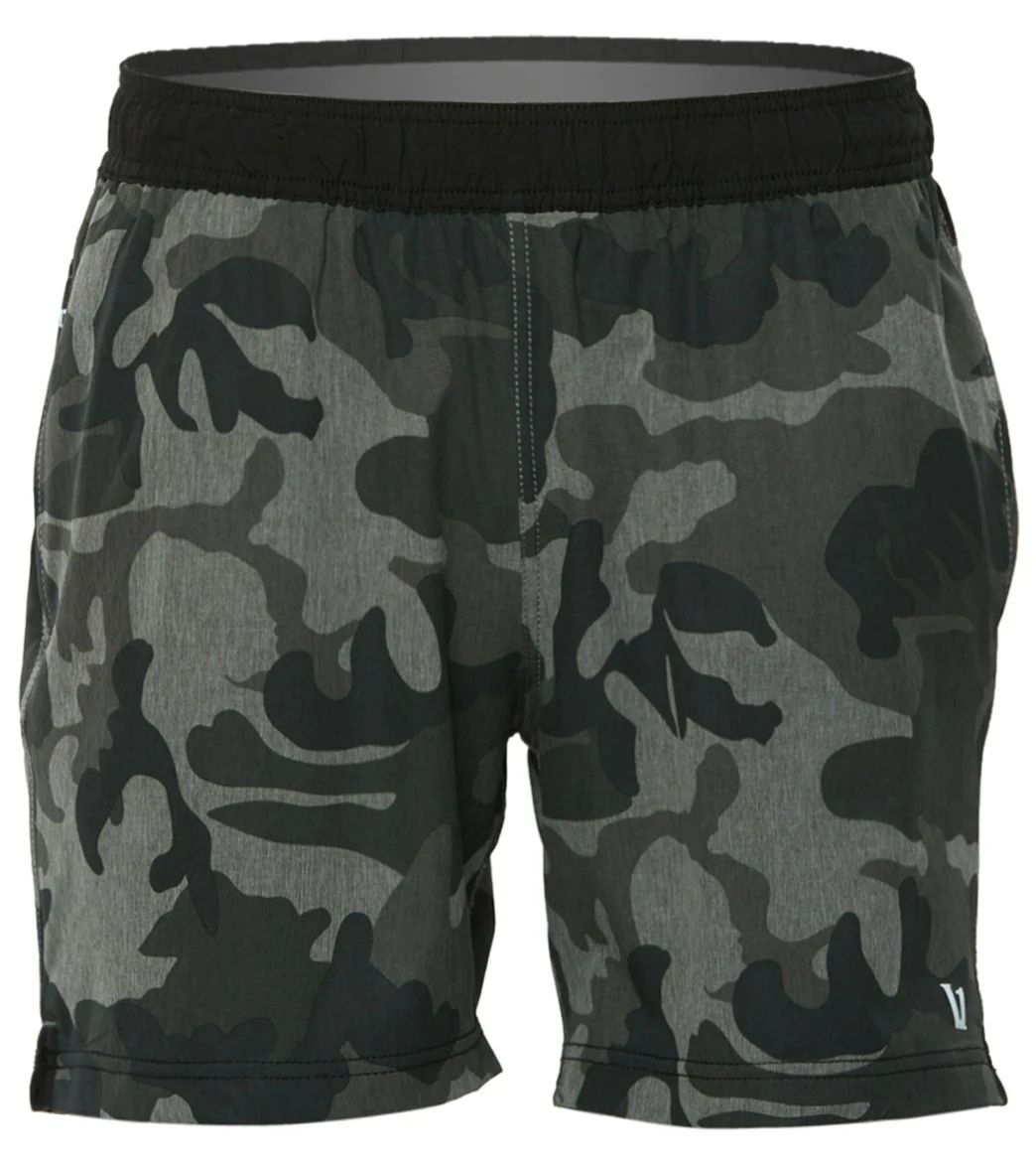 Vuori Men's Rush Yoga Shorts - Camo Grey Large Polyester/Elastane Moisture Wicking | YogaOutlet.com