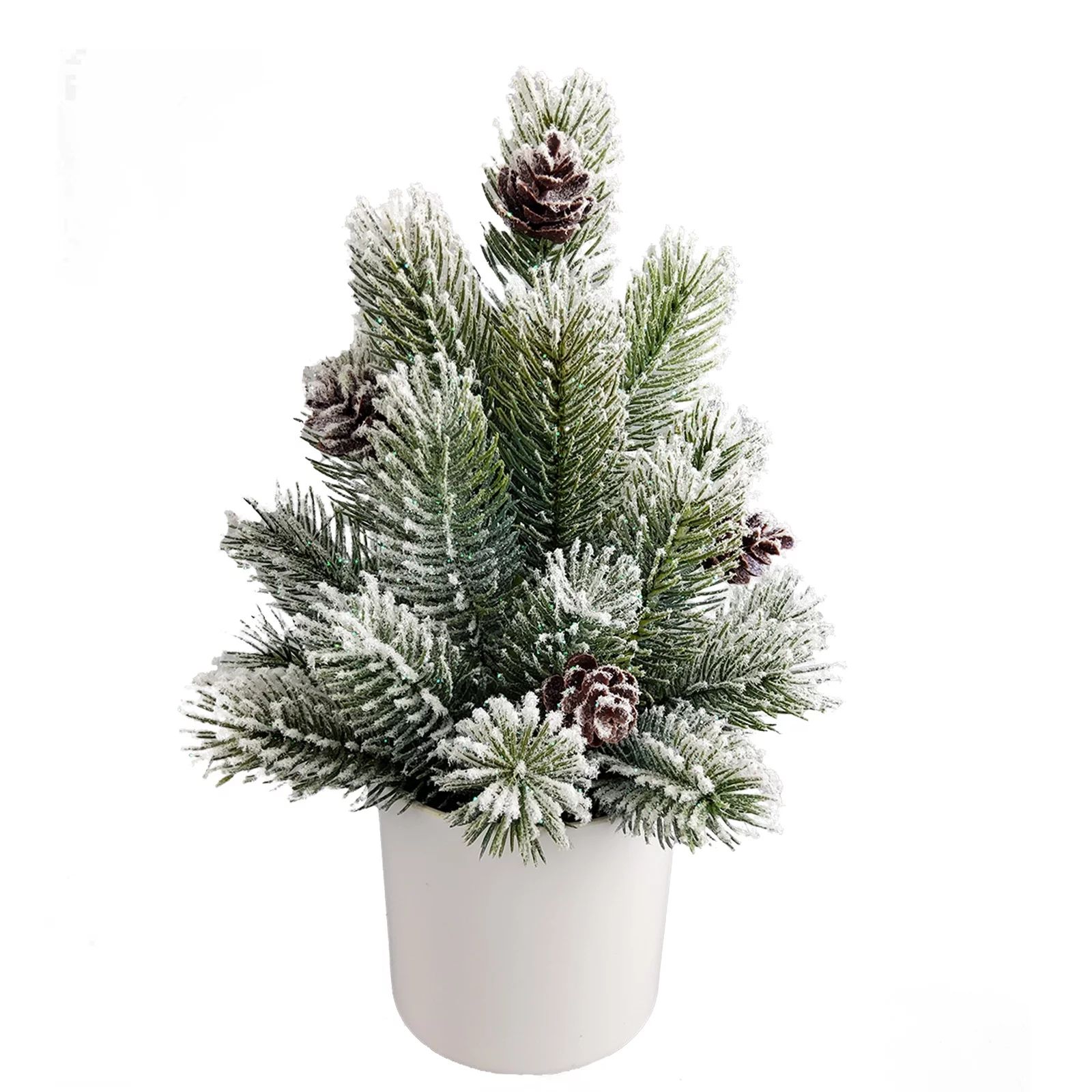 Mainstays 10.5in Indoor Artificial Pine Tree in Pot with Snow | Walmart (US)