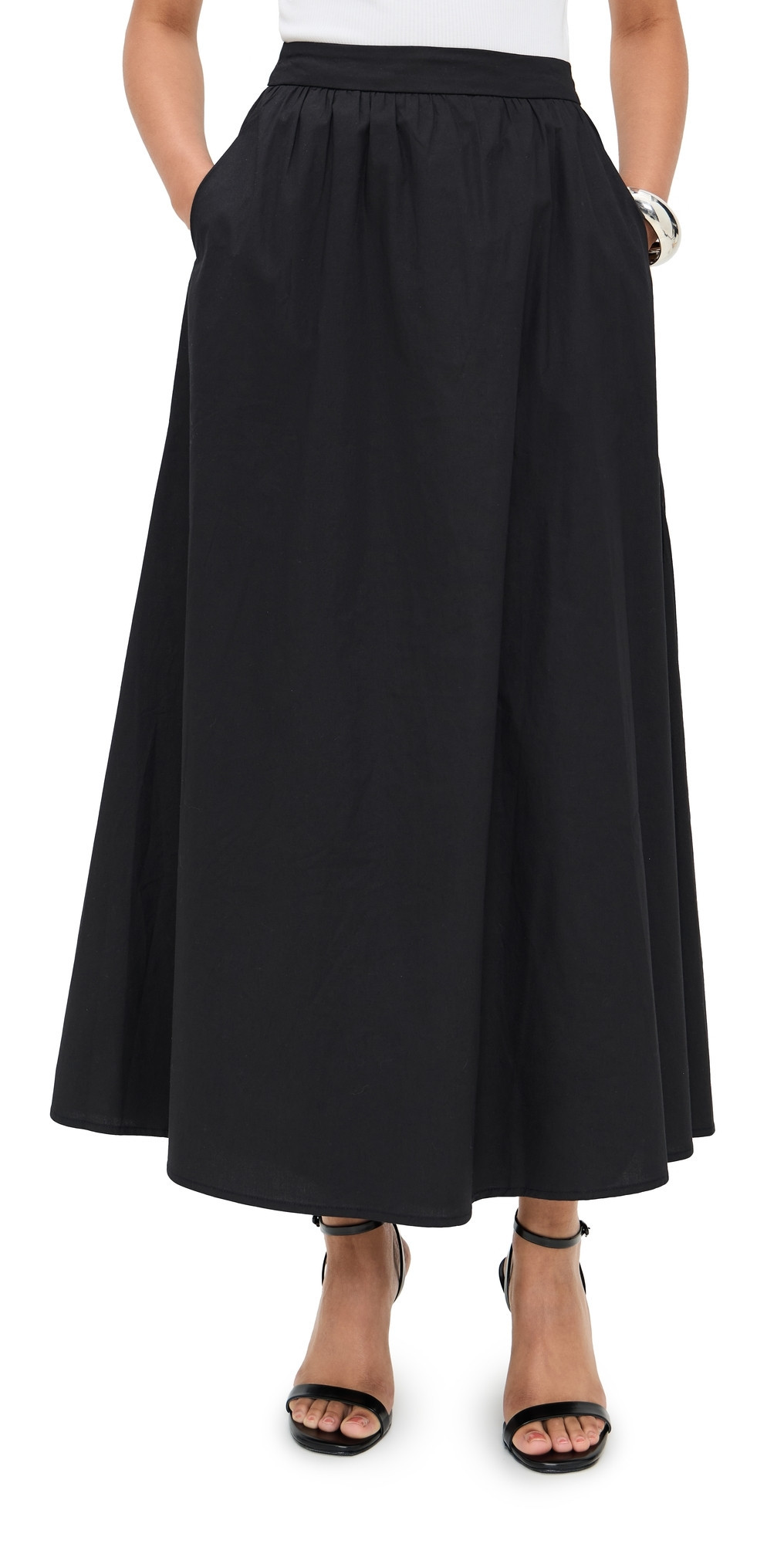 Runaway the Label Zima Flowy A-Line Midi Skirt Black L | Shopbop