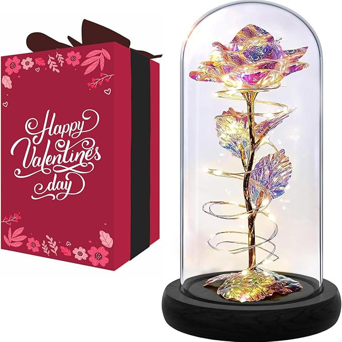 Norcalway Galaxy Rose Flower Gift for Mom from Son, Daughter - LED Light Glass Flower with Timer ... | Amazon (US)