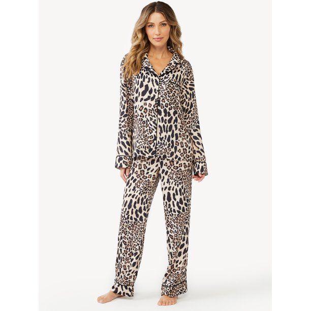 Sofia Intimates by Sofia Vergara Women's Satin Shirt and Pants Pajama Set, 2-Piece - Walmart.com | Walmart (US)