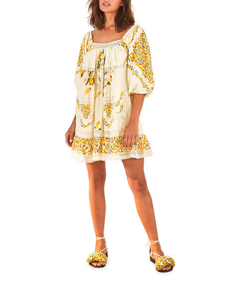 Farm Rio Off-White Cashew Mini Dress | Neiman Marcus