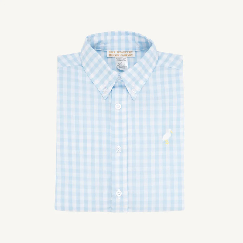 Buckhead Blue Gingham with Multicolor Stork | The Beaufort Bonnet Company