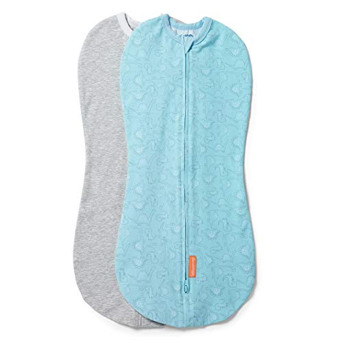 SwaddleMe by Ingenuity Compression Baby Swaddle Pod, Two-Way Zipper for Easy Diaper Changes, Improves Sleep & Calms Startle Reflex, 0-2 Months, 1.0 TOG, 2-Pack - Dino Jam | Amazon (US)