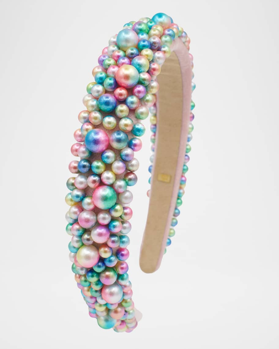 Bari Lynn Girl's Iridescent Pearls Headband | Neiman Marcus