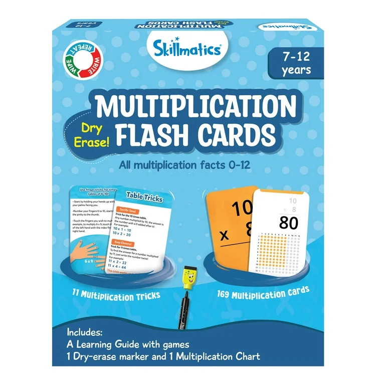 Skillmatics Multiplication Flash Cards, Dry Erase, Early Learning Flash Cards, Ages 7-12 | Walmart (US)