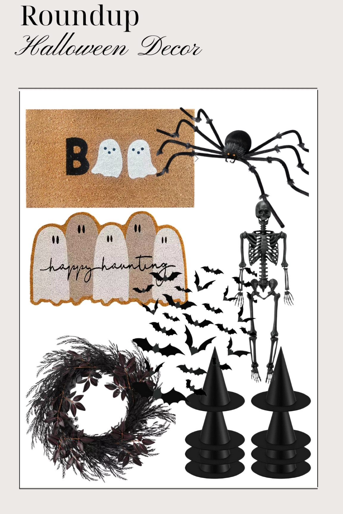 Halloween decor roundup, welcome mat, boo, ghost, spider, bats, wreath, witch hats 

#LTKhome #LTKunder100 #LTKSeasonal