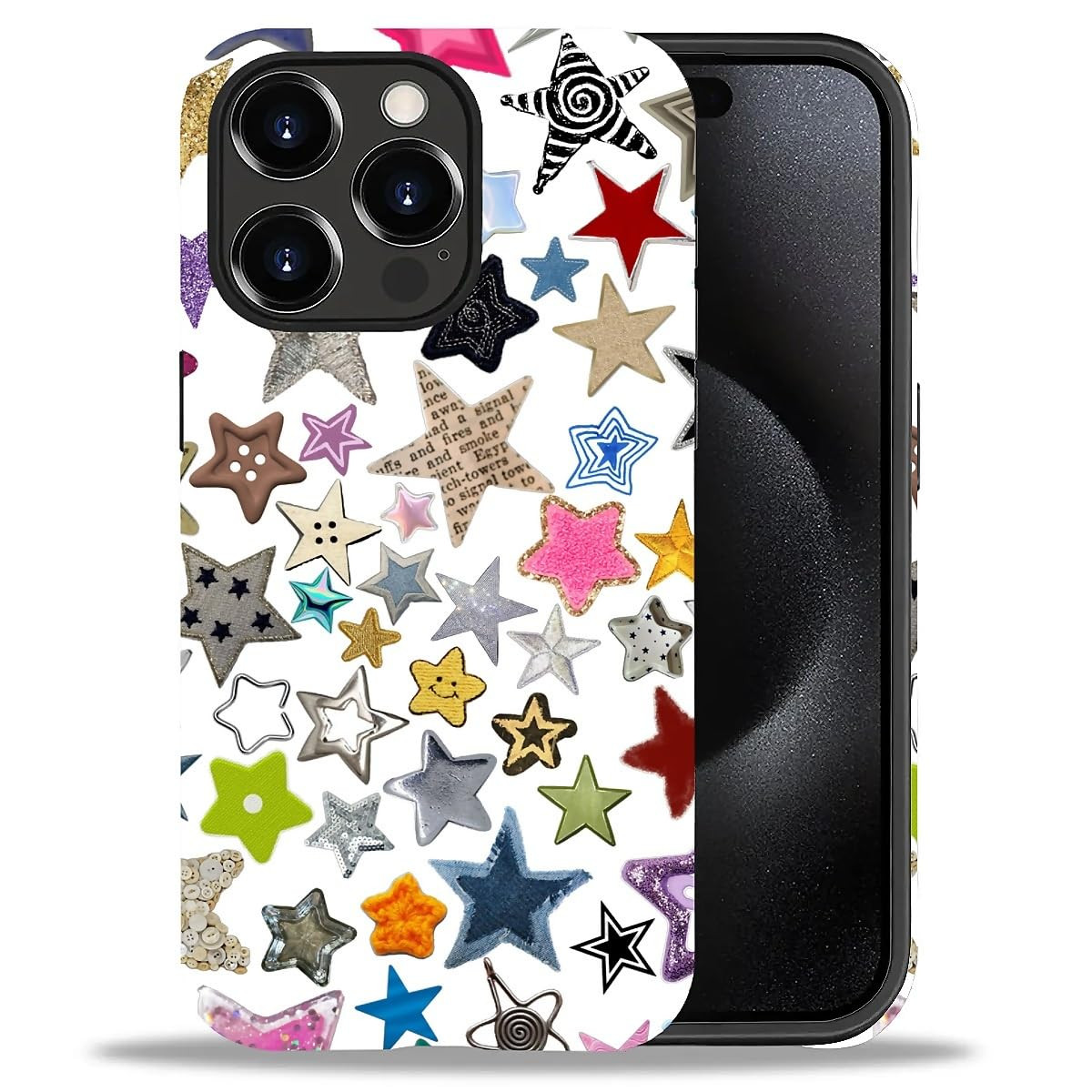 DAIZAG Compatible with iPhone 15 Pro Max Case,Color Star Lots Full Pattern Plastic TPU Hybrid Har... | Amazon (US)