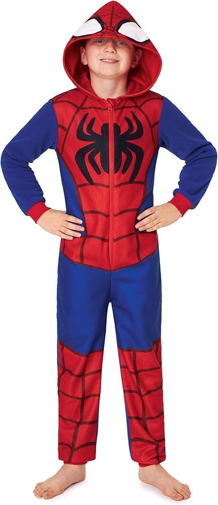 Marvel Spiderman Onesie for Boys, All in One Fleece Pyjamas, Hooded Jumpsuit Loungewear, Cosy War... | Amazon (UK)