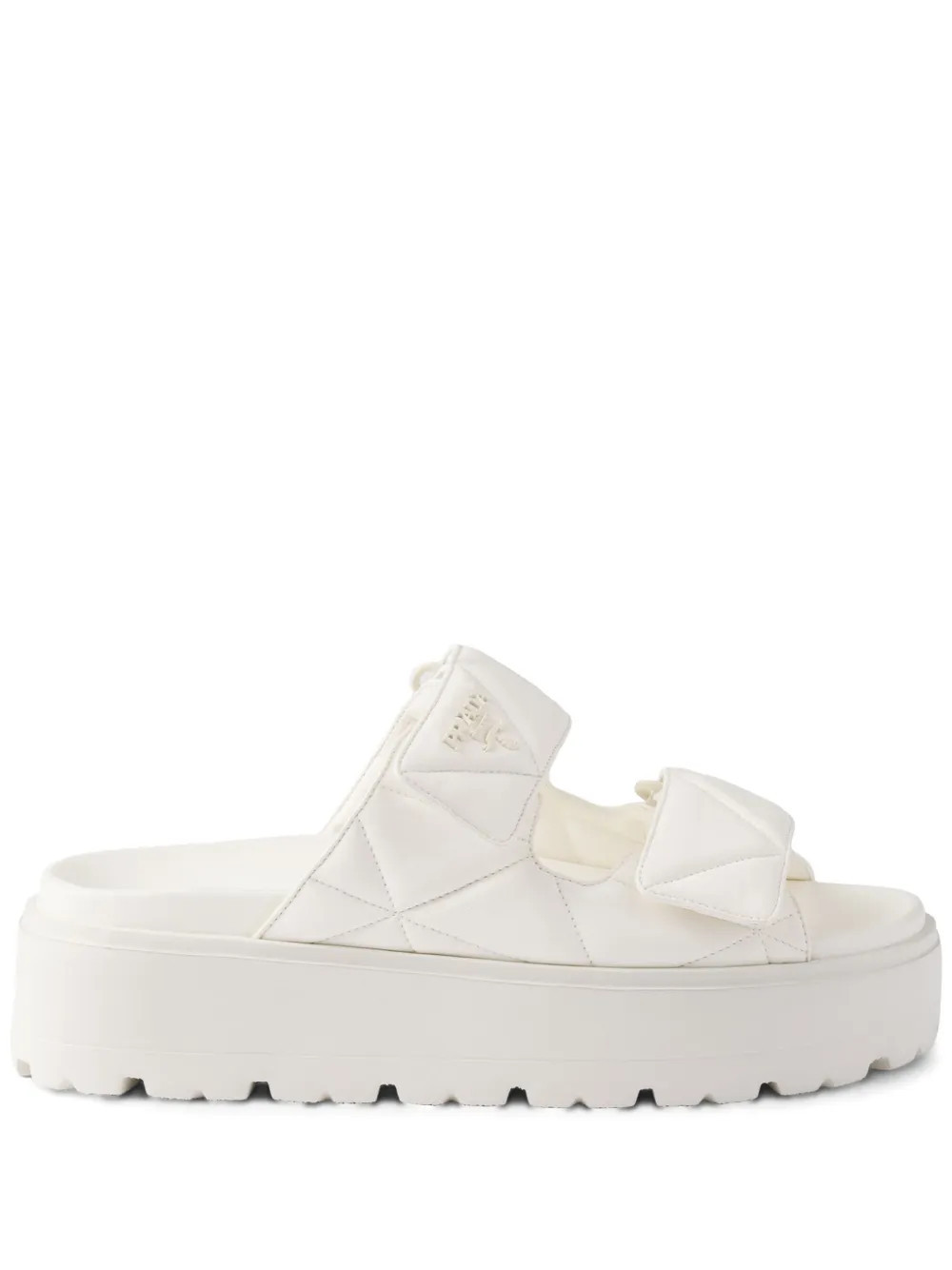 Prada 45mm padded leather sandals - White | Farfetch Global