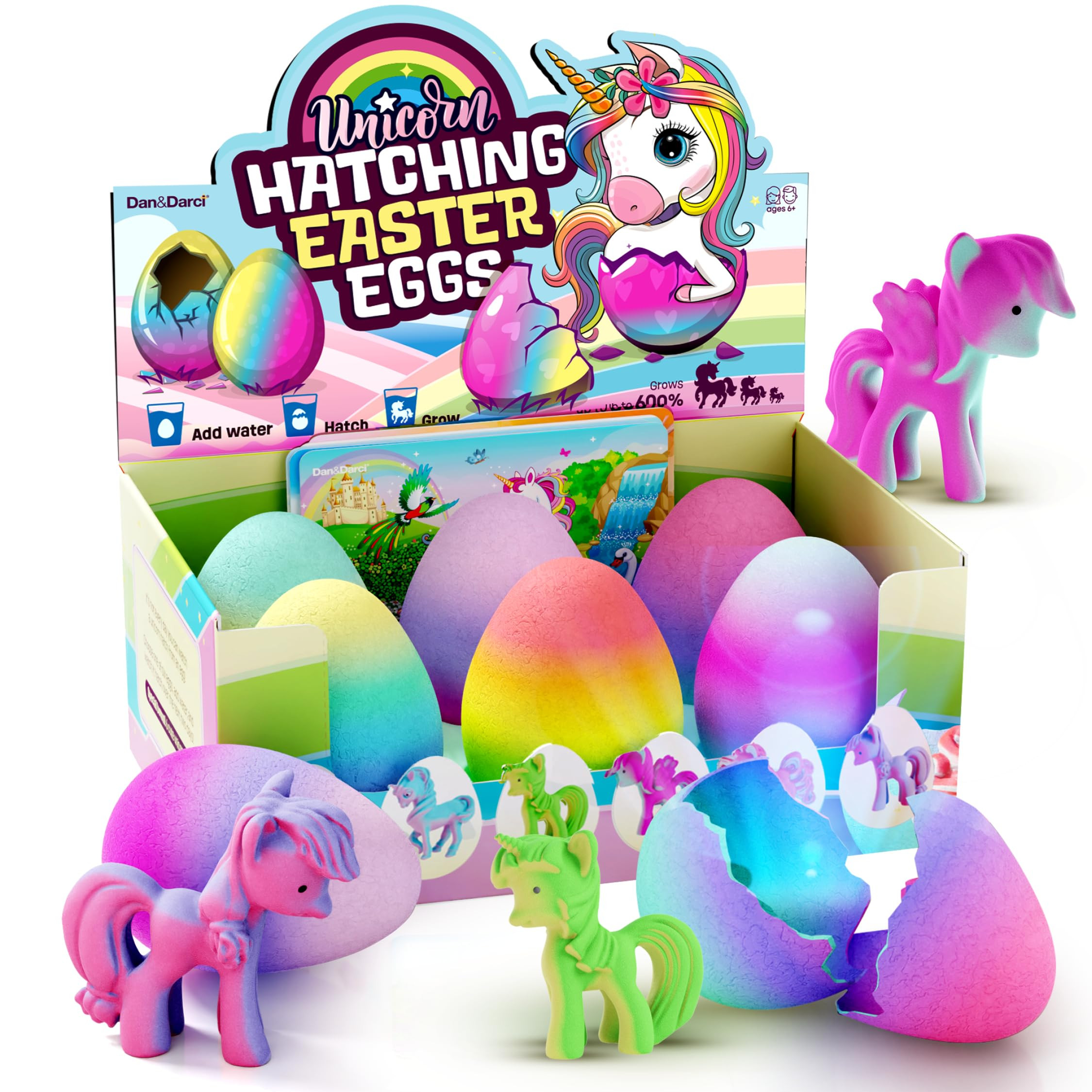 Dan&Darci Unicorn Hatching Surprise Eggs for Kids - Easter Basket Stuffers - 6 Pack Grows 600% - ... | Amazon (US)