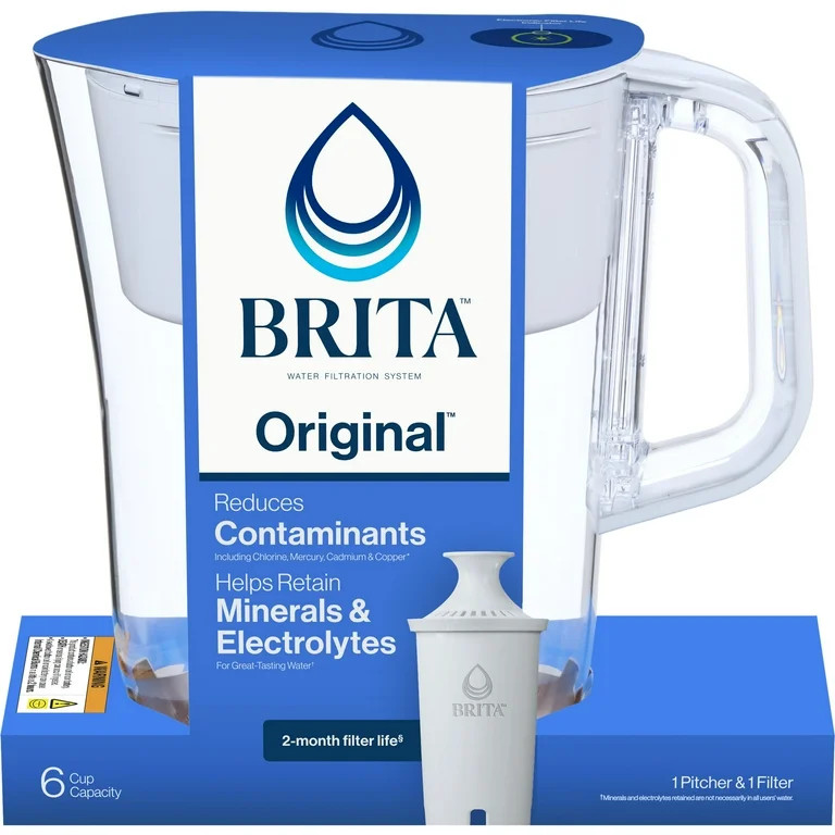 Brita Small 6 Cup Bright White Denali Water Filter Pitcher with 1 Brita Standard Filter | Walmart (US)