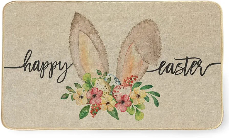 Welcome Easter Rabbits Decorative Doormat 17 x 29 Inch, Non-Slip and Washable Spring Seasonal Doo... | Amazon (US)