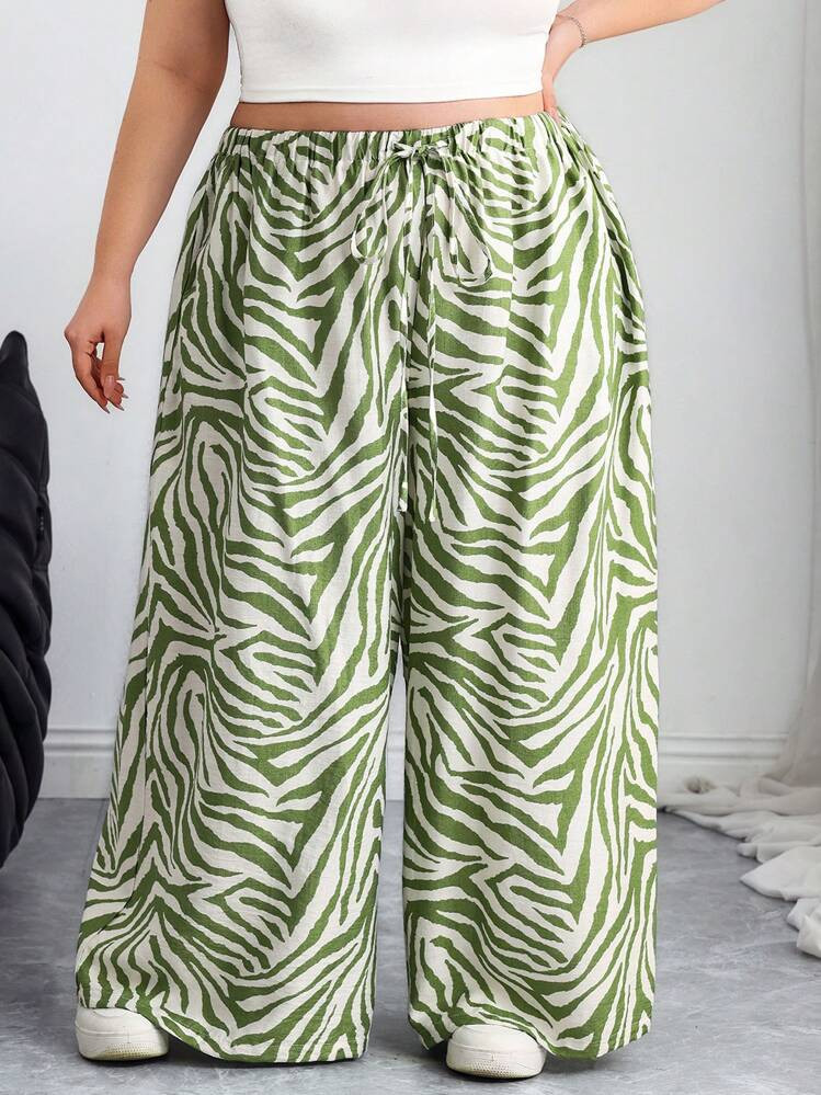 Plus Size Zebra Print Pants | SHEIN