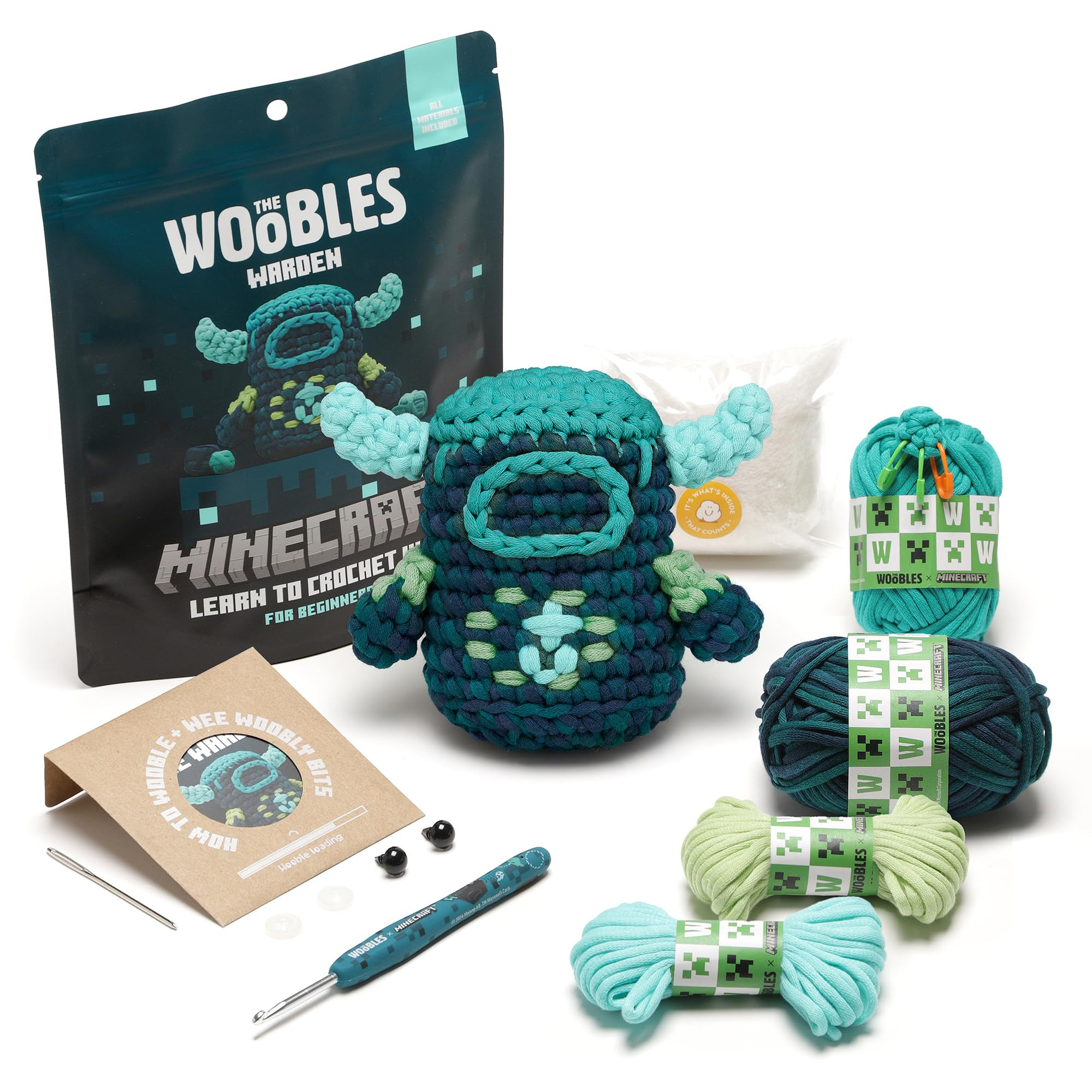 The Woobles Minecraft Crochet Kit – Beginner Crochet Kit for Adults & Kids, Easy Knitting Kit w... | Amazon (US)