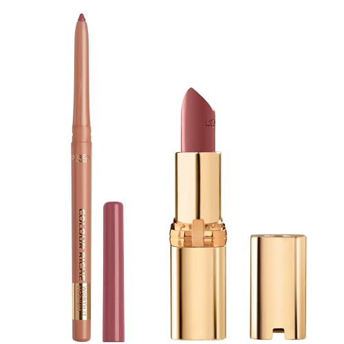 L’Oréal Paris Colour Riche Lipstick and Lip Liner Set, Includes 1 Satin Lipstick and 1 Creamy Lip Pencil For Bold, Nourished Lip Color, Worth It Medium, 1 Kit | Amazon (US)