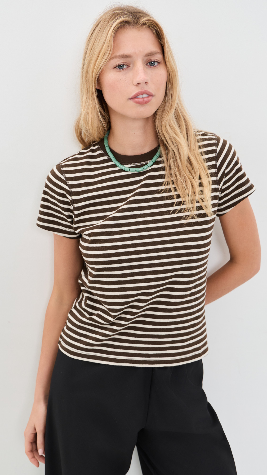 La Ligne Stripe Molly Tee Chocolate/Cream L | Shopbop