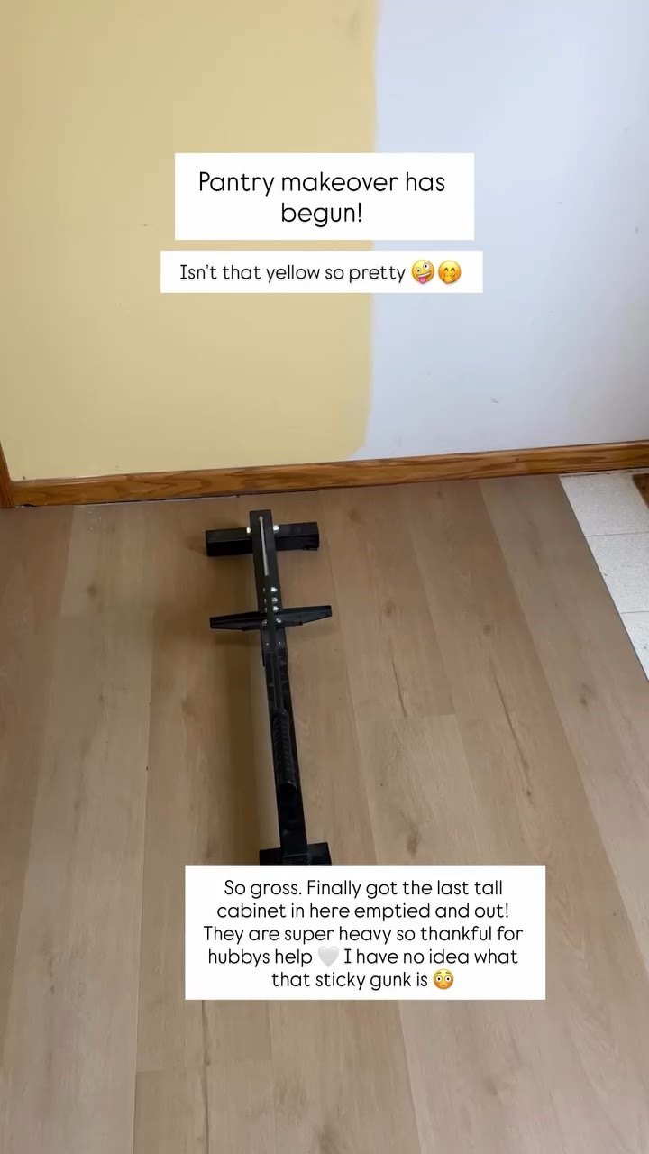 So gross. Finally got the last tall cabinet in here emptied and out! They are super heavy so thankful for hubbys help 🤍 I have no idea what that sticky gunk is 😳 Pantry makeover has begun! Isn’t that yellow so pretty 🤪🤭

This is the last area in our house on the main level where we needed to finish the floors! One more row!! We still 8 months later LOVE these floors 

#LTKHome #LTKdayinmylife #LTKmomlife