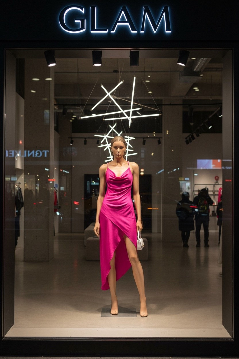 A great window display always tells you where fashion is heading next.

Right now it’s the return of the unapologetic slip dress — bias cut, saturated color, and just enough asymmetry to feel modern instead of nostalgic.

This shade of pink does the heavy lifting. No complicated styling required.

Linked: a few slip dresses that feel like the modern version of this moment.