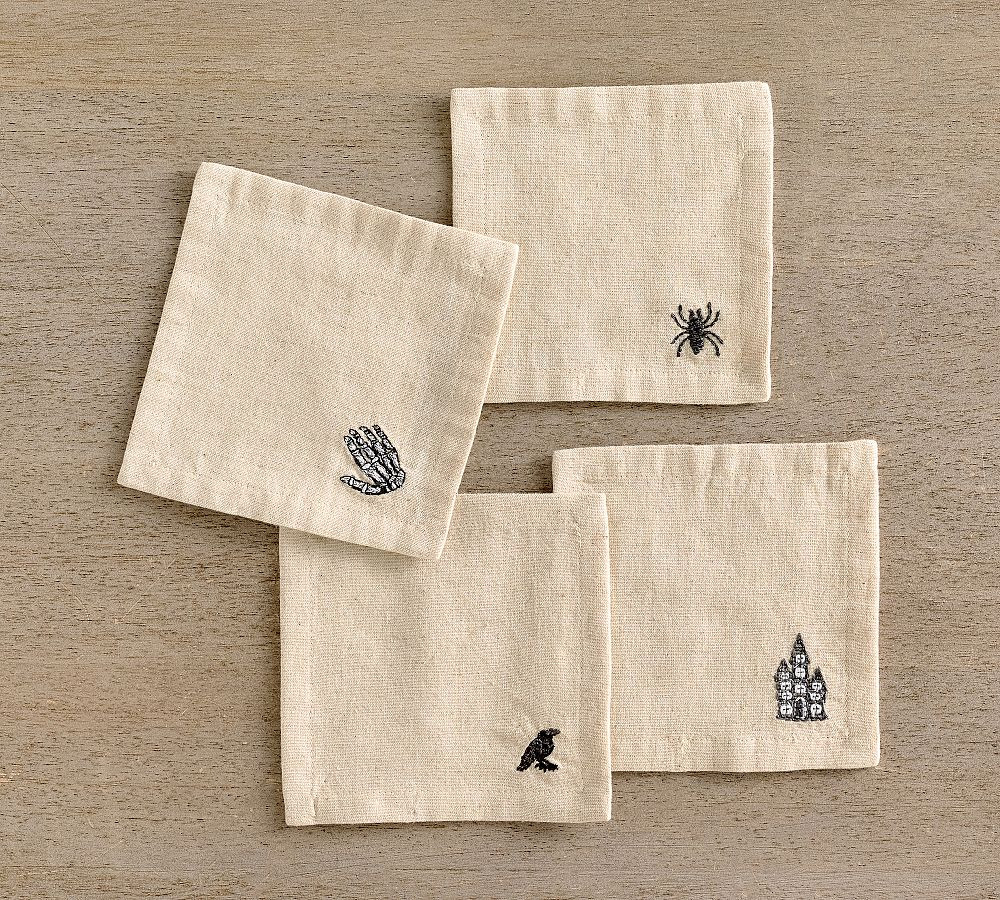 Halloween Icon Embroidered Cocktail Napkins - Mixed Set of 4 | Pottery Barn (US)