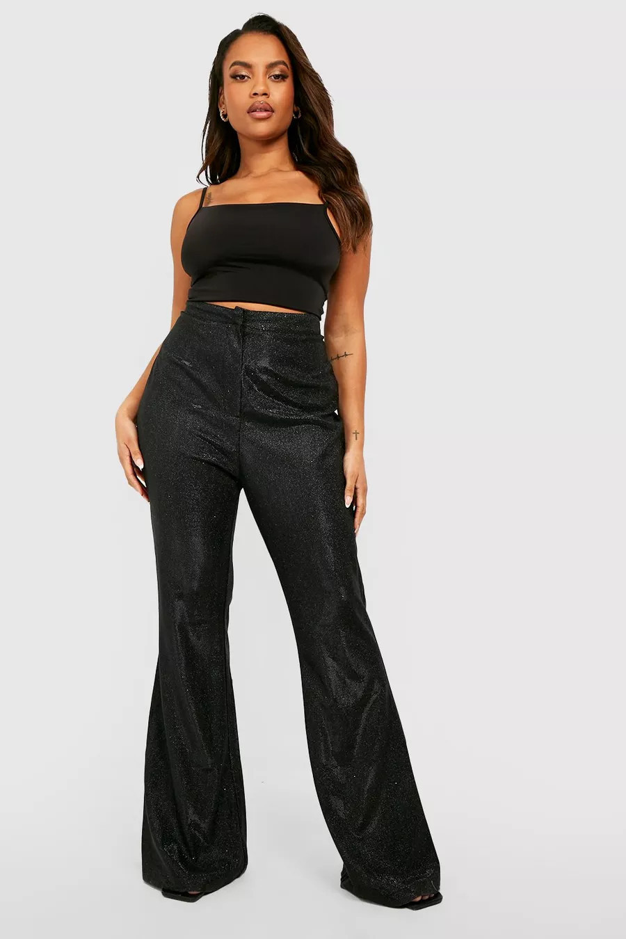Plus Glitter Straight Leg Dress Pants | Boohoo.com (US & CA)
